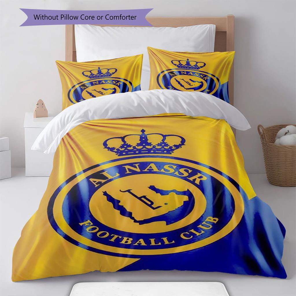 Al-Nassr Muster Bettwäsche, Steppbett Set Bettbezug Kissenbezug Zuhause Geburtstagsgeschenk(1 Bettbezug + 2 Kissenbezüge, ohne Füllung)