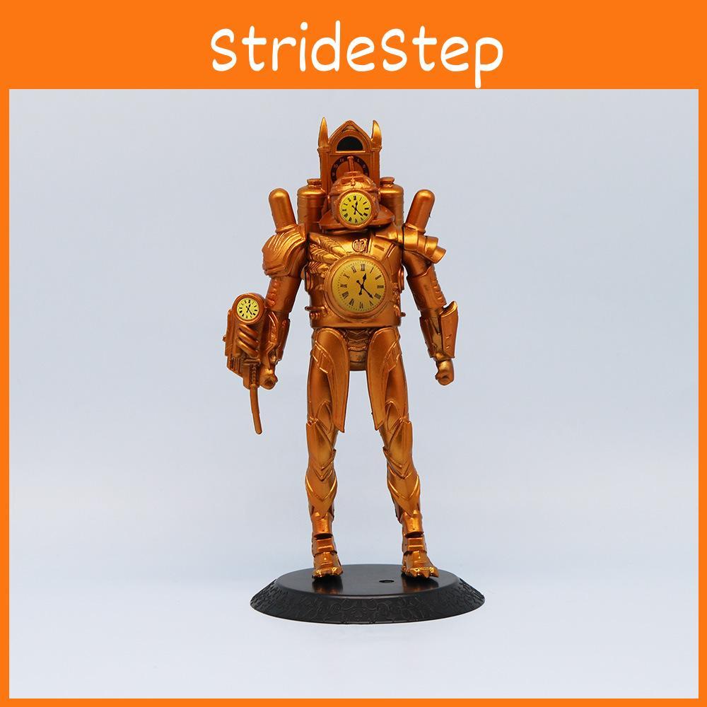 Gold Clock Man Action Figure Hand-made Joint Movable Transforming Clock Man King Toy Decor 17cm Pvc