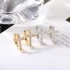 European & American Fashion Zirconia Earrings: Women’s High-End Niche Cross Design with Simple Backs