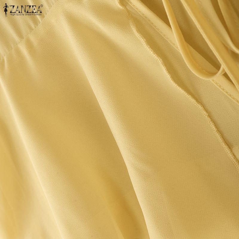 ZANZEA Bluză Casual pentru Femei cu Decolteu în V, Multi-stratificată cu Volane, cu Mânecă Lungă