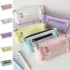 Ruffled Edge Ruffled Pencil Case Star Zipper Pencil Pouch Korean Ruffled Stationery Bag  Office