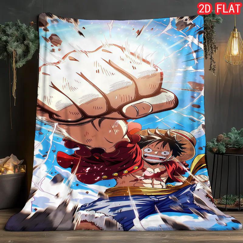 

One Piece Pattern Flannel Blanket Skin-friendly Breathable Warm Blanket for Sofa Bed and Bedroom Decoration THW 75x90cm