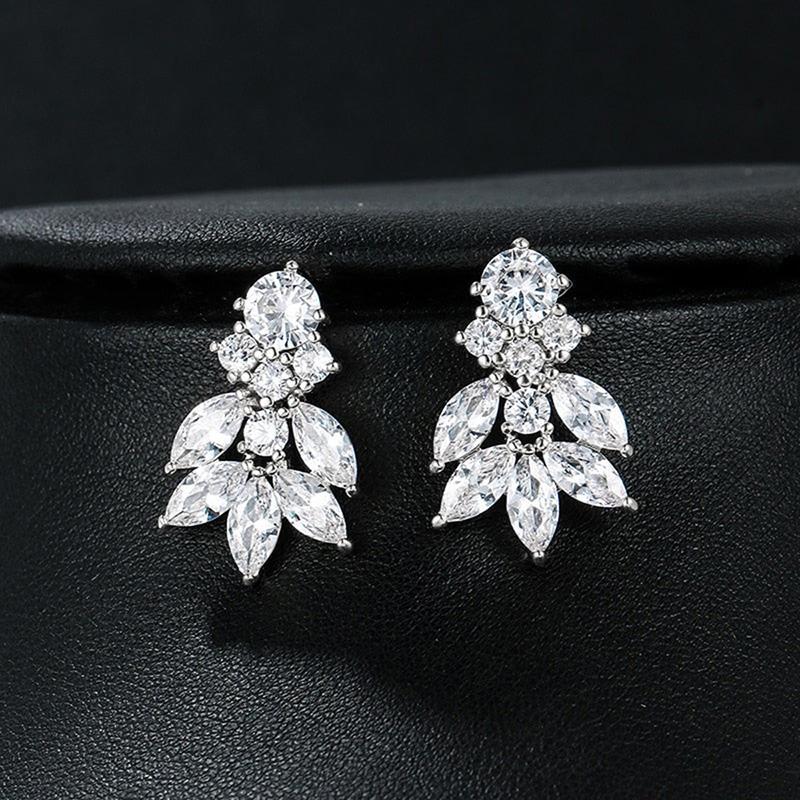 

Huitan Temperament Women s Stud Earrings for Party Brilliant Cubic Zircon Modern Fashion Female Earrings Fancy Anniversary Gift