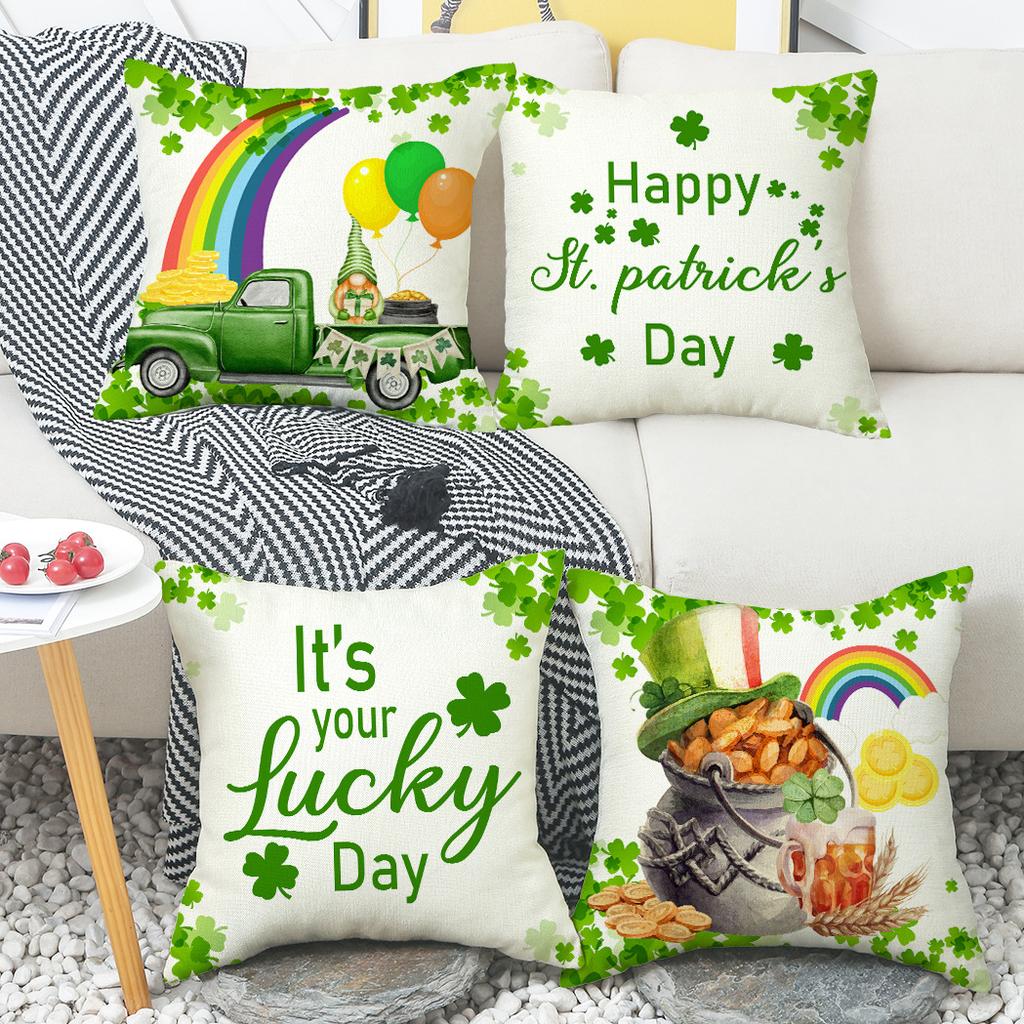 St. Patrick's Day Throw Pillows National Day Sofa Cushion Covers Linen Throw Pillows