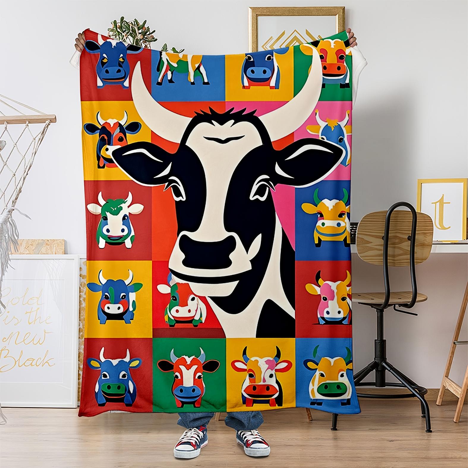 

colorful patterns of cows Flannel printed blanket suitable for all seasons suitable for living room office sofa and travel 75x100cm
