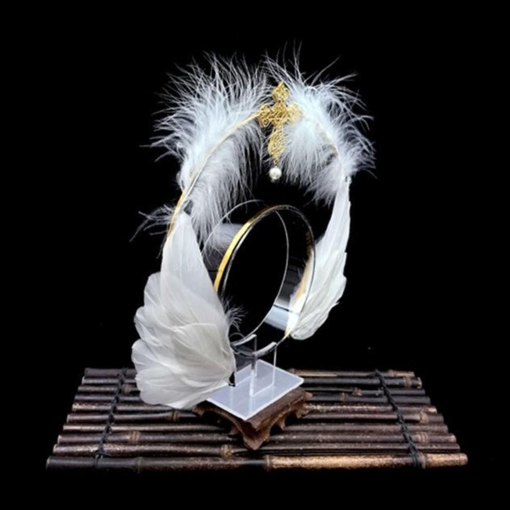 Dress Up Props Feather Halo Crown Headband Double Layer Wing Hair Hoop  Christmas Party