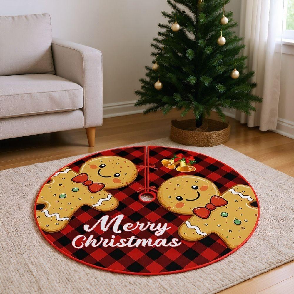 Snowflake Print Christmas Tree Skirt Santa Claus Printed Christmas Decoration  Home Holiday