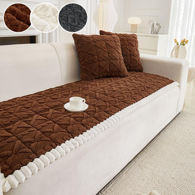 

1PC-Winter sofa cushion thickened Mantou cushion shu mianrong anti-skid straight row leather sofa cover cloth cover 70X150cm коричневый