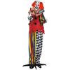 Creepy Clown, Halloween Animatronic, 173 Cm, Glowing Eyes, Sound Activation, Movable Arms and Head, Battery Operated, Plastic, Metal, Red