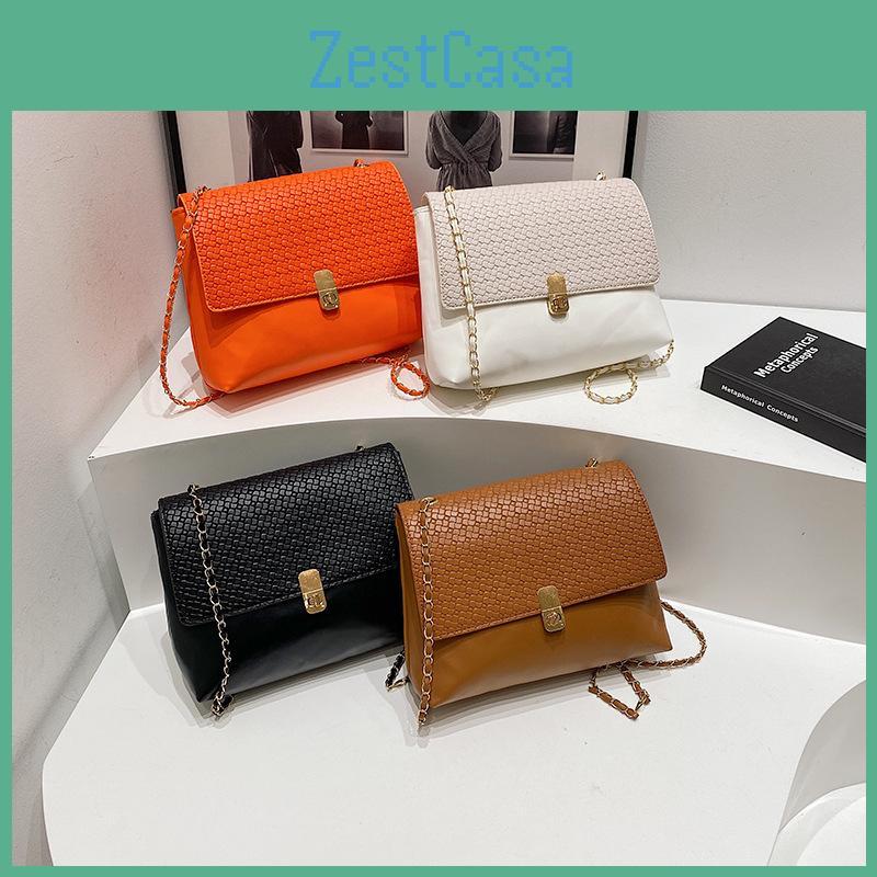 Elegant Pu Leather Medium Sized Woven Square Handbag For Women With Daily Casual Style