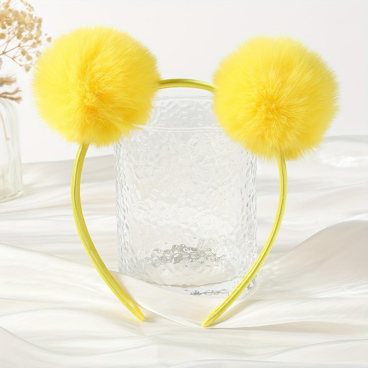 

Novel And Cute Candy Colored Pom-Pom Headbands, Faux Rabbit Plush Hair Accessories for Festive Outfits. жёлтый