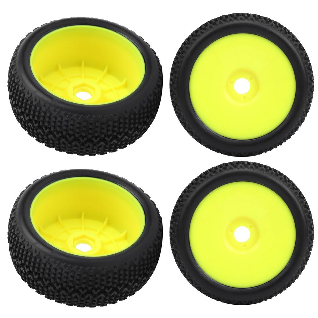4pcs RC Car Tires Yellow Wheel Frame Rubber Tires Accessory Upgrade Parts for 1 8 RC Car Model