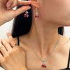 Cherry Red Cross-Border Necklace & Earrings Set: Light Luxury Niche Design, Elegant Clavicle Chain, Exquisite Accessories for Women