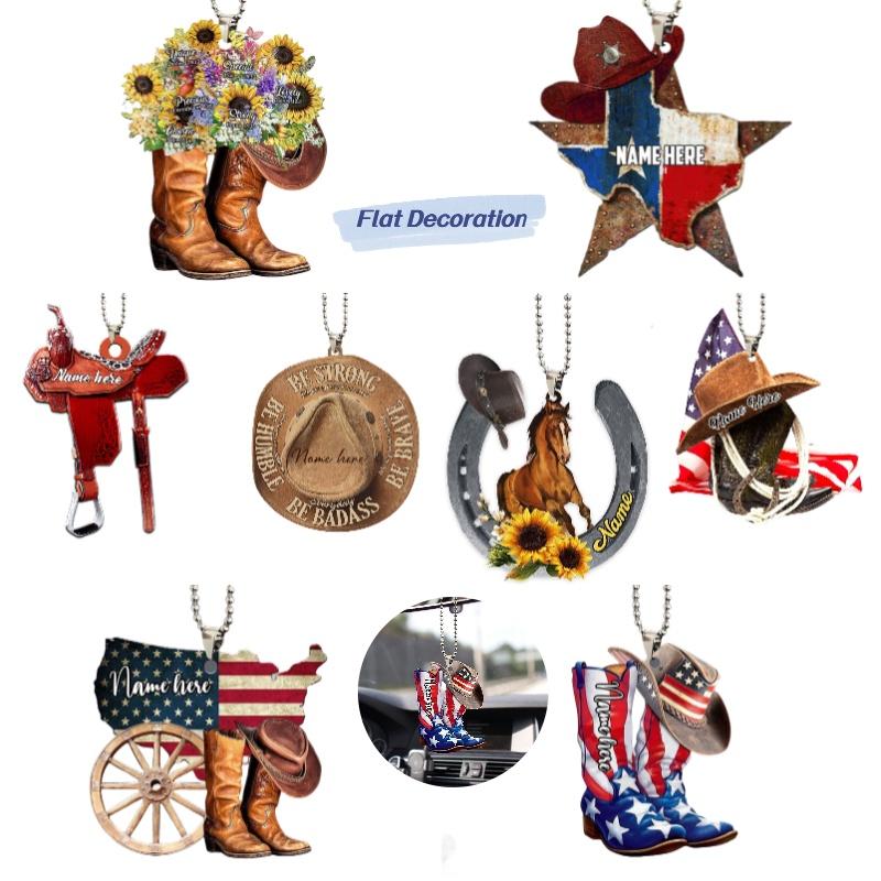 Wild West Floral Gift For Horse Enthusiasts Vintage Acrylic Car Decor Hanging Ornament Home Decoration