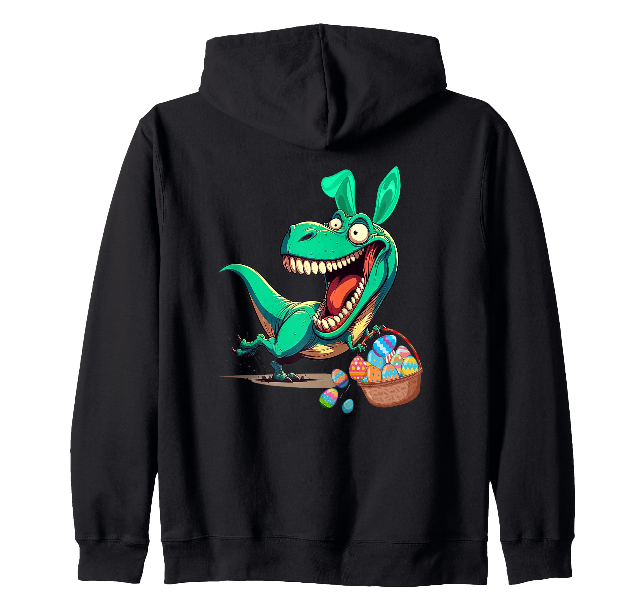 

Dinosaur Easter Happy Easter Funny Dinosaur Bunny Egg Hunt Zip Hoodie T-Rex чёрный
