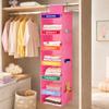 Hanging Closet Shelves for Kids Clothes, 6 Section Weekly Storage with Side Pockets and Fabric Shelf Design for Home Use