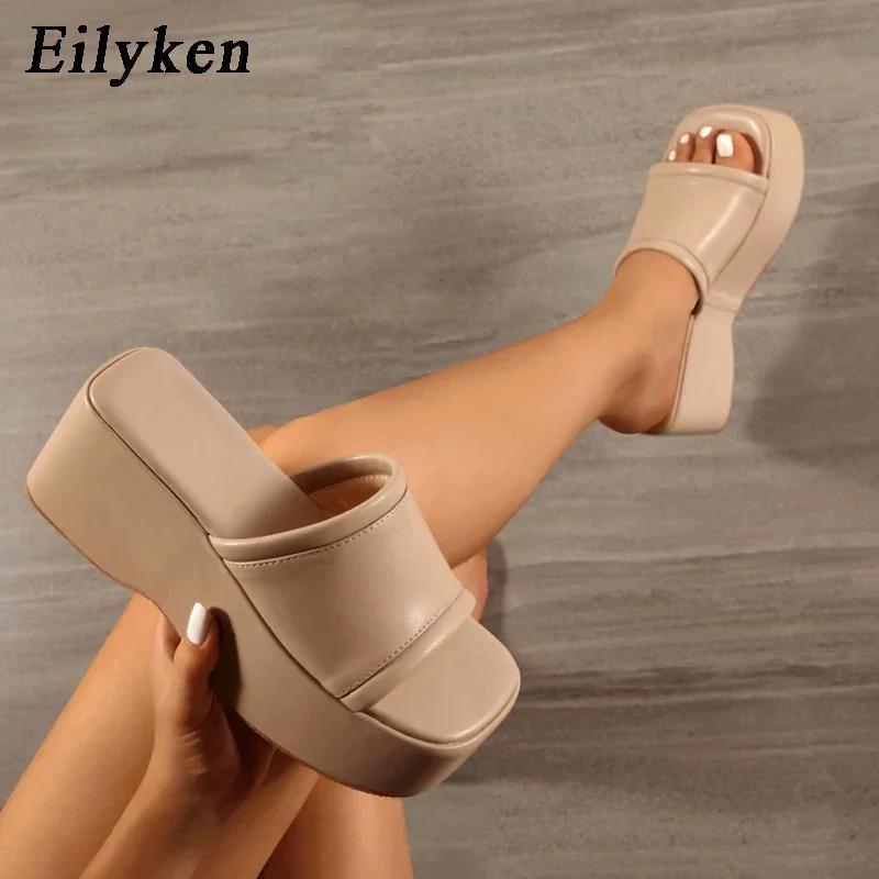Fashion Eilyken Summer Fashion High Wedges Platform Slippers Women Sandal Shoes Ladies Peep Toe Slip On Outdoor Beach Slides