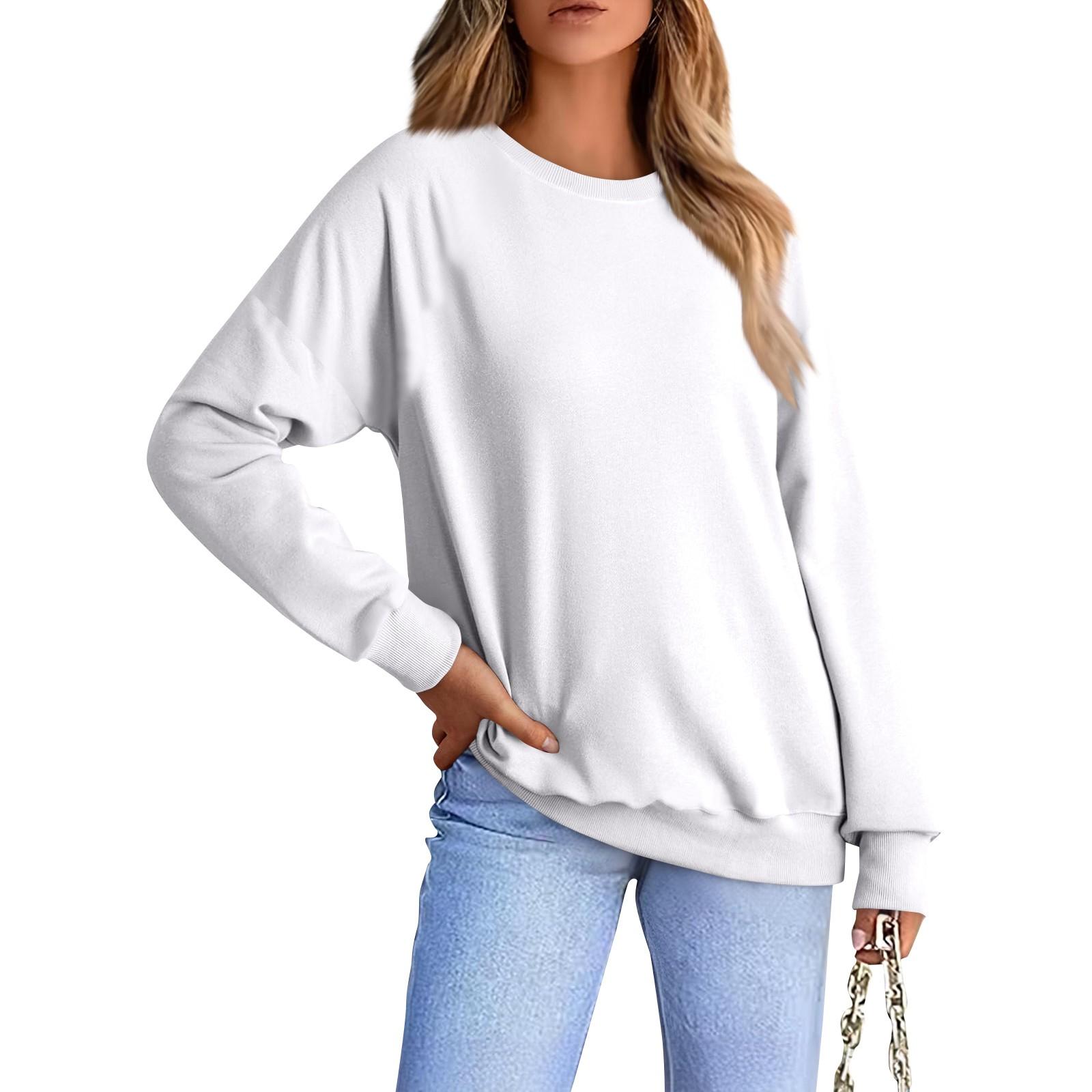 

Женская модная повседневная свободная однотонная толстовка L белый