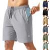 Pantalones Cortos Deportivos Ligeros de Secado Rápido Transpirables Casuales para Hombre con Cintura Elástica y Bolsillo con Cremallera