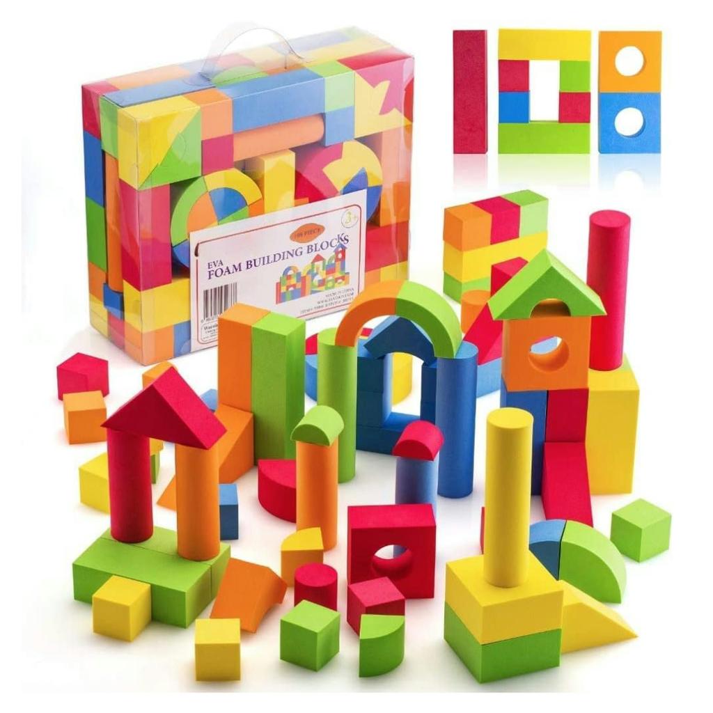 Blocs de construction éducatifs souples en mousse de 108 pièces pour - Grands jouets STEM empilables pour tout-petits à l'intérieur/à l'extérieur, Noël Enfants