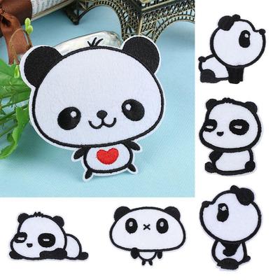 Fashion Decoration Cartoon Embroidered Patch Pandas Iron-On Craft Applique
