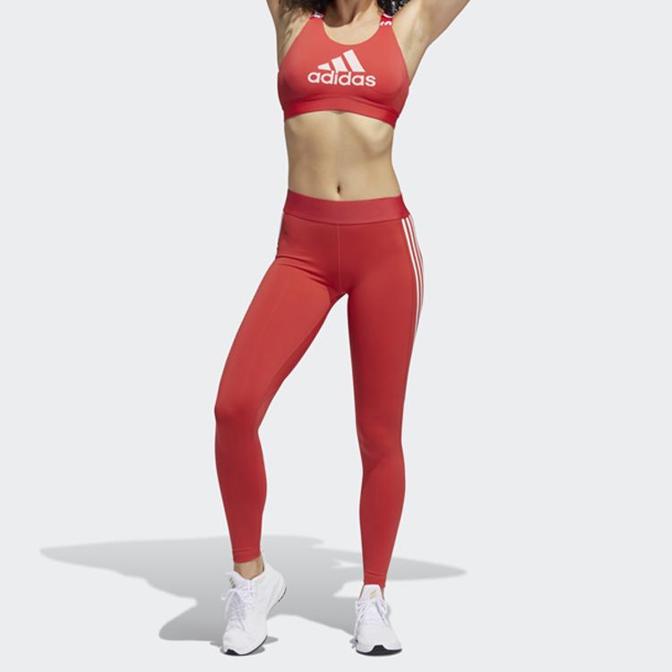 Adidas Retro Sports Side Stripe Training Leggings Women Leggings Red FL2052