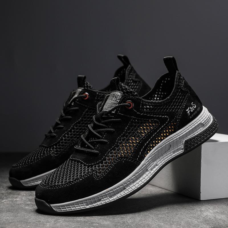 Fashion Men Breathable Mesh Top Layer Pigskin Casual Shoes Fashion Patchwork Men Sneakers Summer Man Comfortable and Soft  Walking Shoes