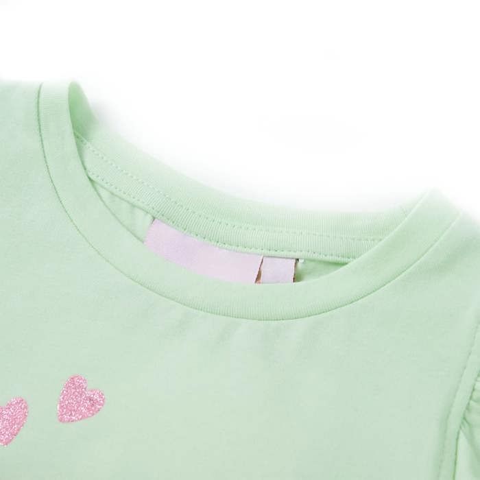 T-shirt enfants manches à volants vert tendre 92/104/116/128/140