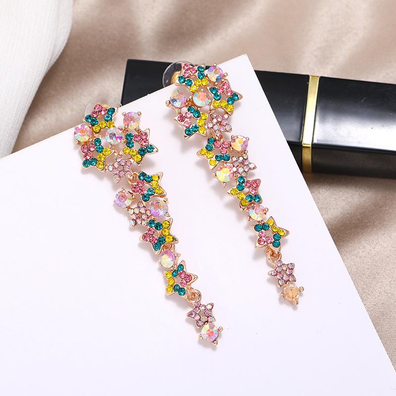 S925 silver needle niche baroque retro personalized crystal stud earrings women's fashion versatile long temperament earrings