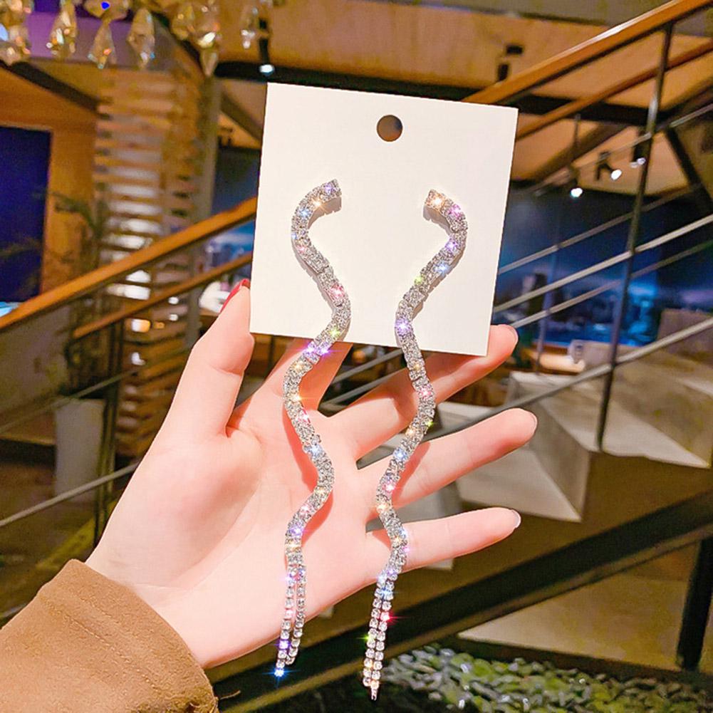 Damen Wellen Tropfen Statement Strass Quaste Perlen Ohrringe Schmuck