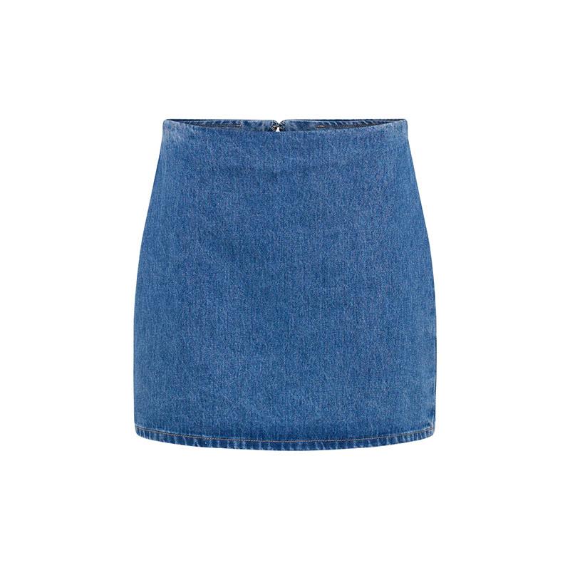 Women Single-breasted Splice Short Sleeve Jackets Slim Fit Denim Two Piece Sets Straight Wrap Hip Ultra Short Skirt Female Suits