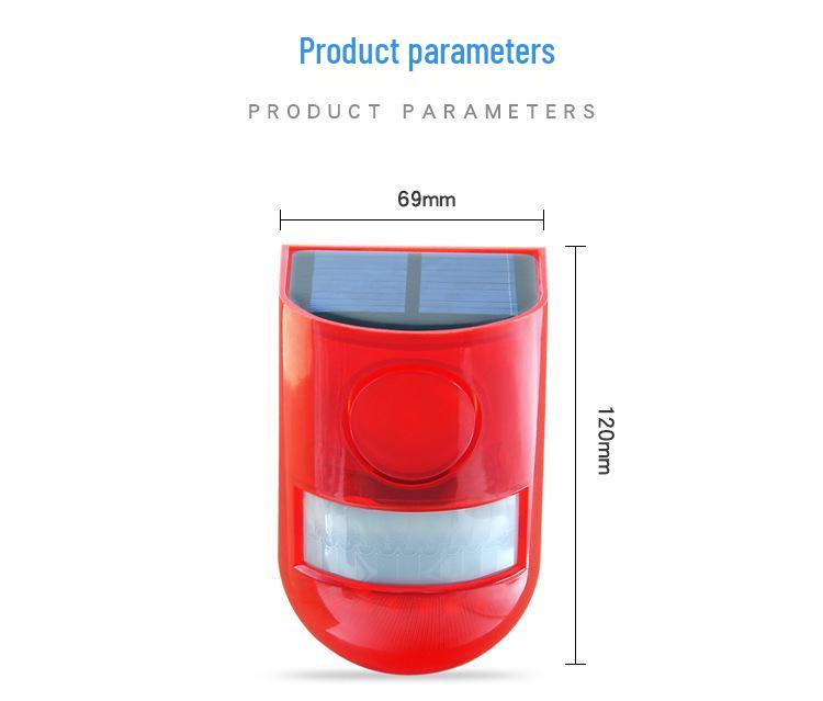 Outdoor Solar Alarm with Infrared Motion Sensor, Remote-Controlled Sound and Flashing Light Anti-Theft Warning System