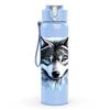 1PC Grey Wolf Head Portrait 750ml Color Plastic Sports Water Bottle Leakproof Flip Straw Lid Suitable for Sports Office Home Use