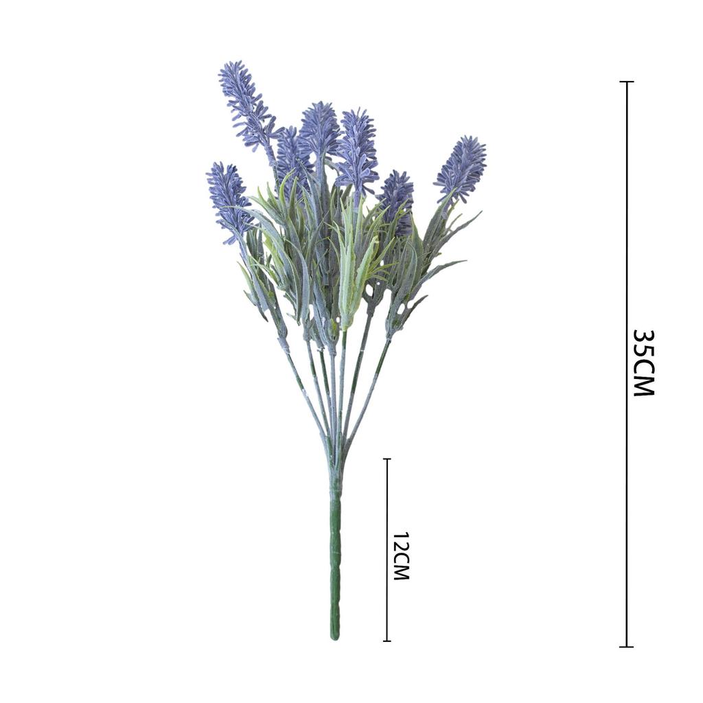 Realistic 7-Head Flocked Lavender Silk Flowers for Home Decor and Wedding Photography