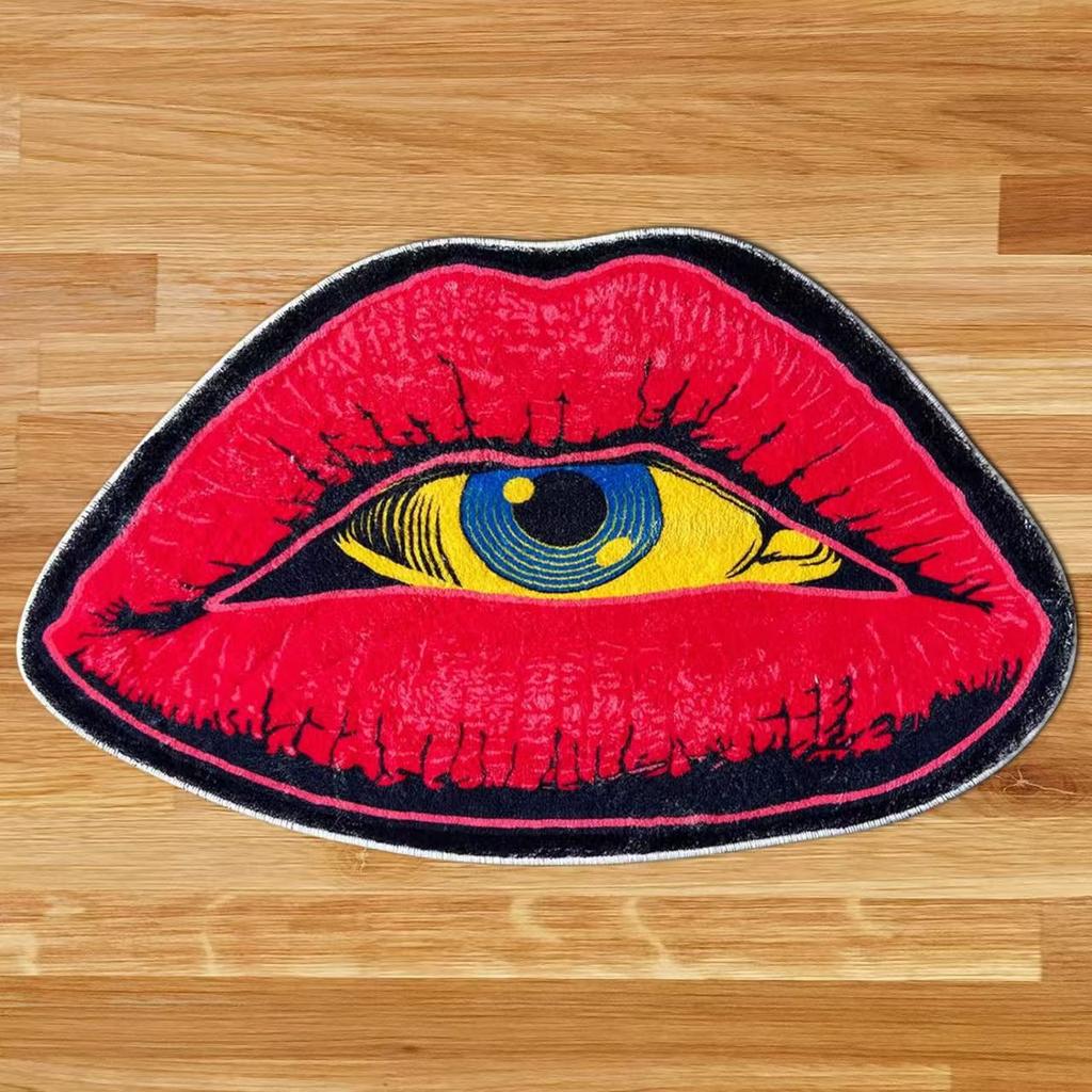Creative Red Lips Shape Plush Bath Carpet Water-absorbent Dirt-resistant Rug Home Sofa Bathroom Halloween Doormat
