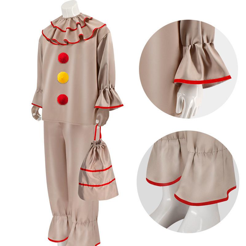 Twisted Clown Cosplay Costume For American Horror Story In Stylish Brown Fabric