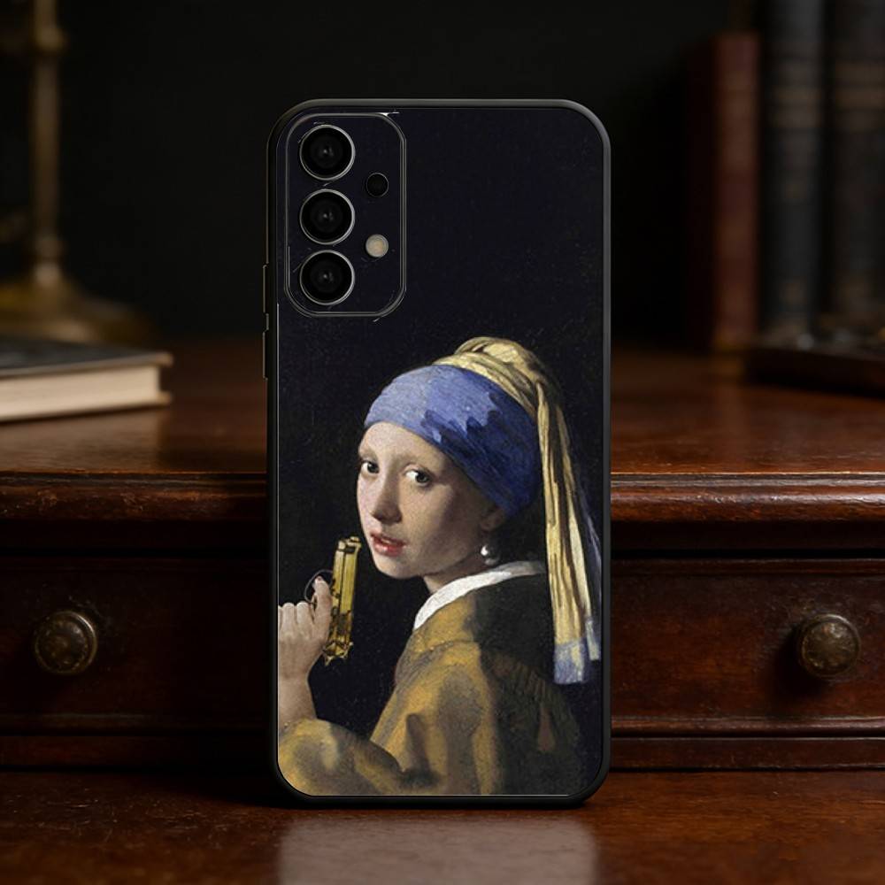 Girl With A Pearl Earring Vermeer phone Case For Samsung S25,24,21,22,23,30,Ultra,20,Plus,Fe,Lite,Note Soft Black Cover