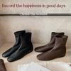 Grape Mother Autumn and Winter New Inner Height Increase 3cm Side Zipper Thin Boots Elastic Boots Women's Flat-bottomed Retro Short Boots