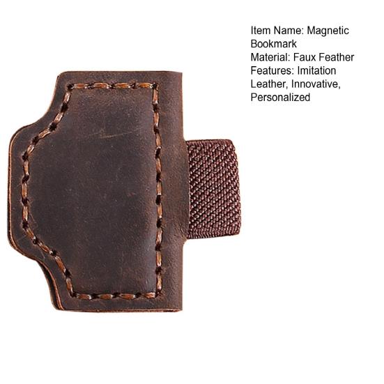 Personalized Magnetic Bookmark Faux Leather Page Holder with Pen Clip Retro Logo Bookmark for Journals Notebooks Book