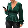 Fashionable and Casual Temperament Autumn Women's Long-sleeved Solid Color Velvet Shirt