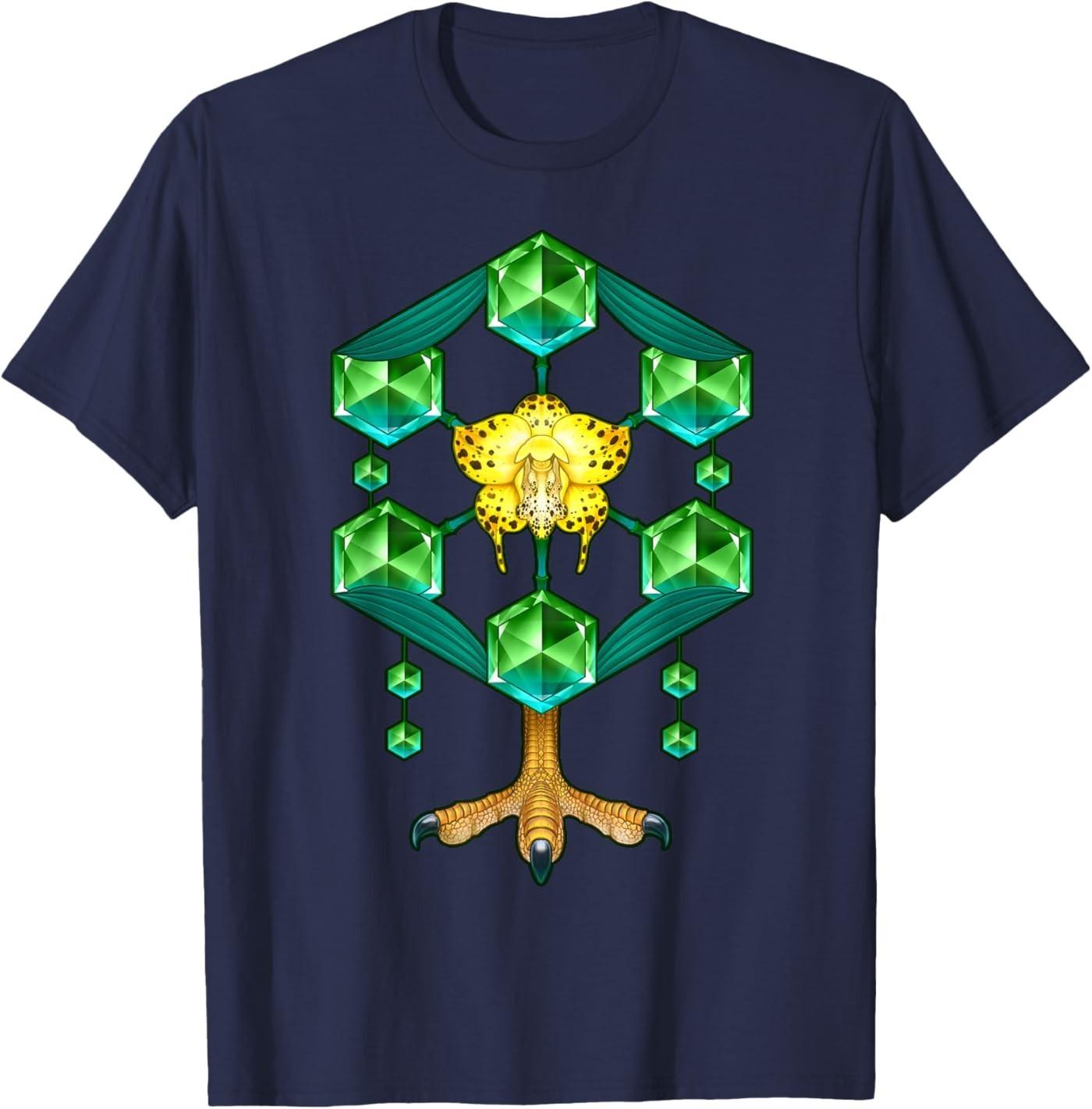 Anime Fantasy Mythology bird talons gems crystal orchid T-Shirt M