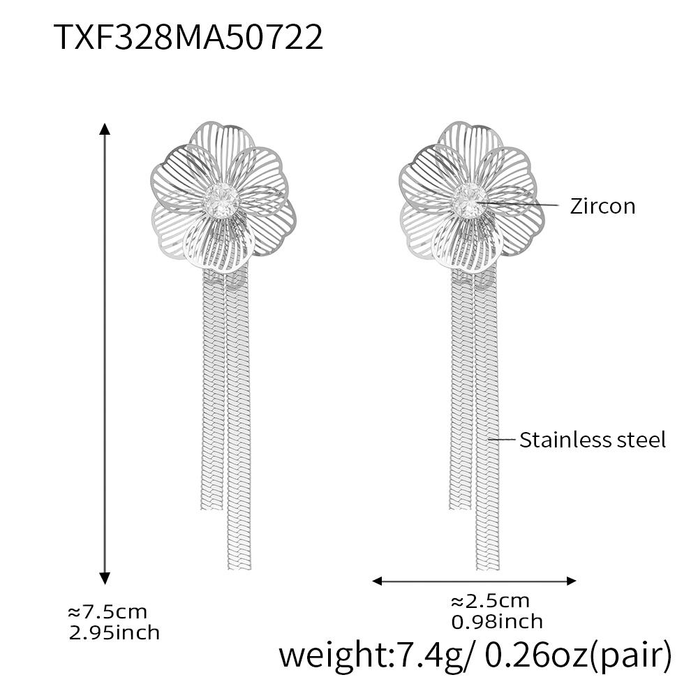 Flower Earrings Necklace Bracelet Ring In Stainless Steel Herringbone Chain Necklaces Bracelets Tassel Stud Earring For Women