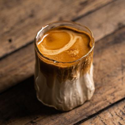 Iced American Coffee Cup, Borosilicate Glass Transparent Heat-resistant Single-layer Cup, Milk Coffee Cup Bark Pattern Glass