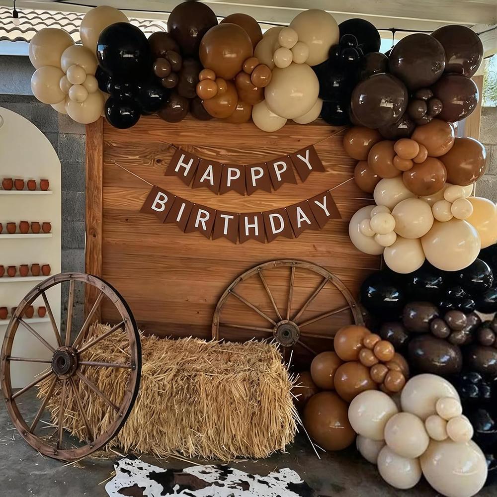 Wild West Cowboy Theme Balloons Garland Brown Black Skin Balloon Arch Kit Wedding Anniversary Birthday Party Decoration Globos