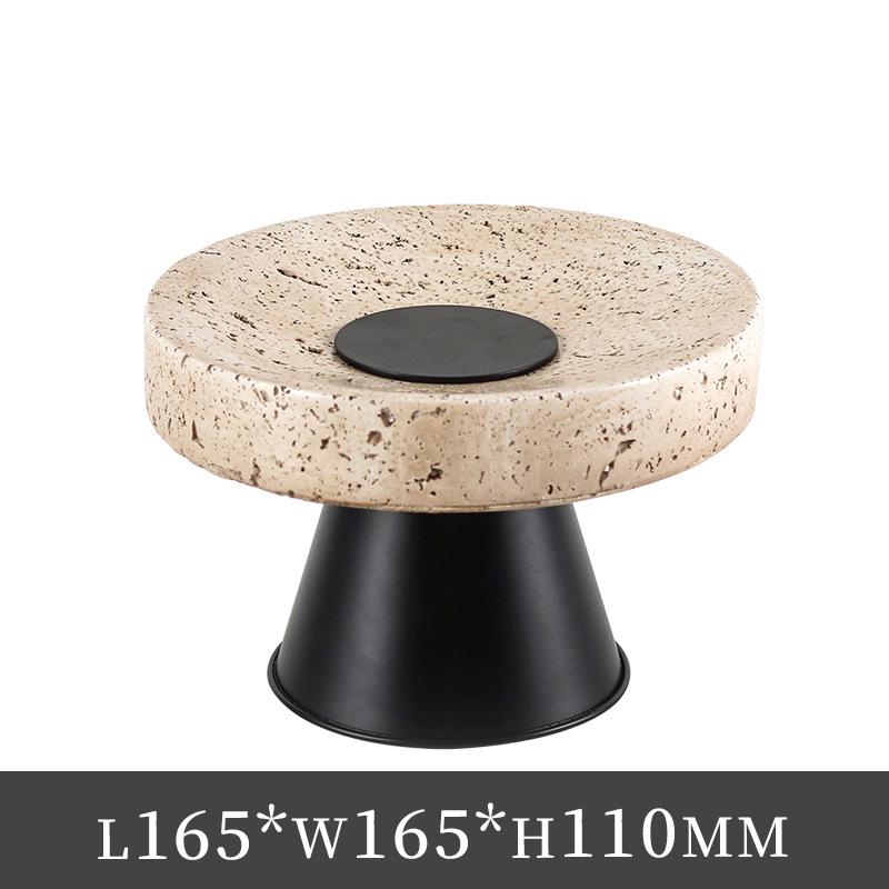 Wabi-Sabi High-Footed Round Fruit Plate - Light Luxury Yellow Travertine Style Decorative Tray