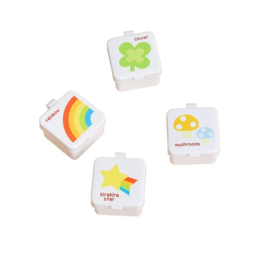 4pcs/set Plastic Mini Seasoning Sauce Box Refillable Small Capacity Condiment Box Round Square Sauce Packaging Box Ketchup