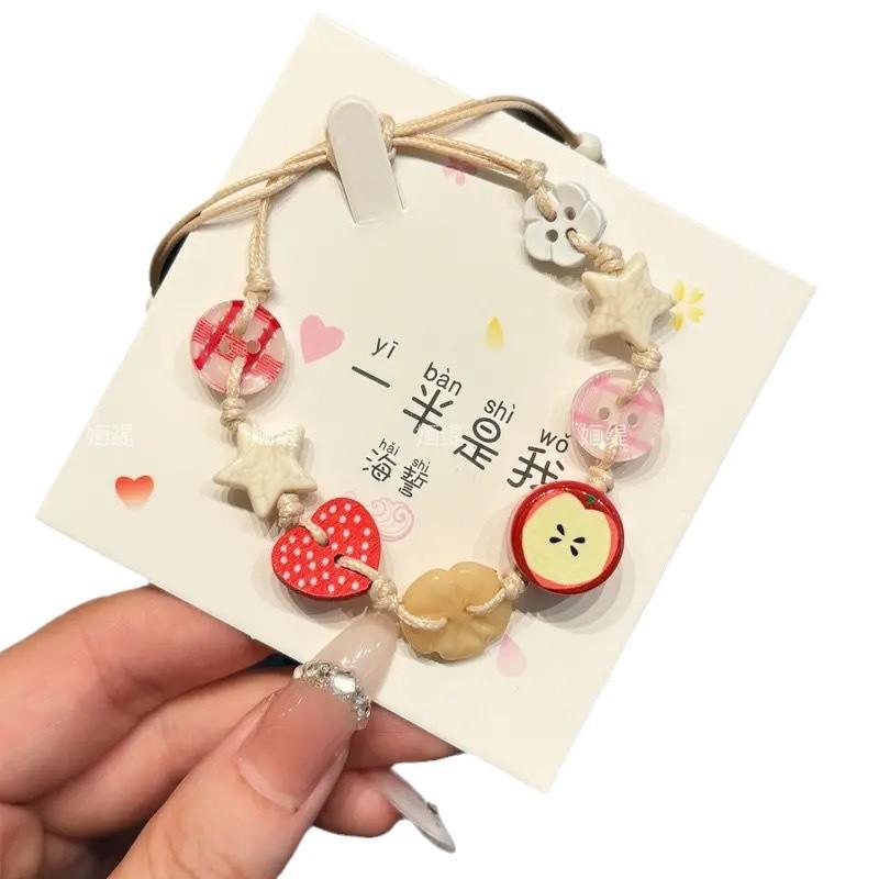 

Handmade Woven Bracelet Adjustable Size Natural Fiber Cord with Decorative Beads and Charms for Casual Wear Unique Craft Accessory One size білий