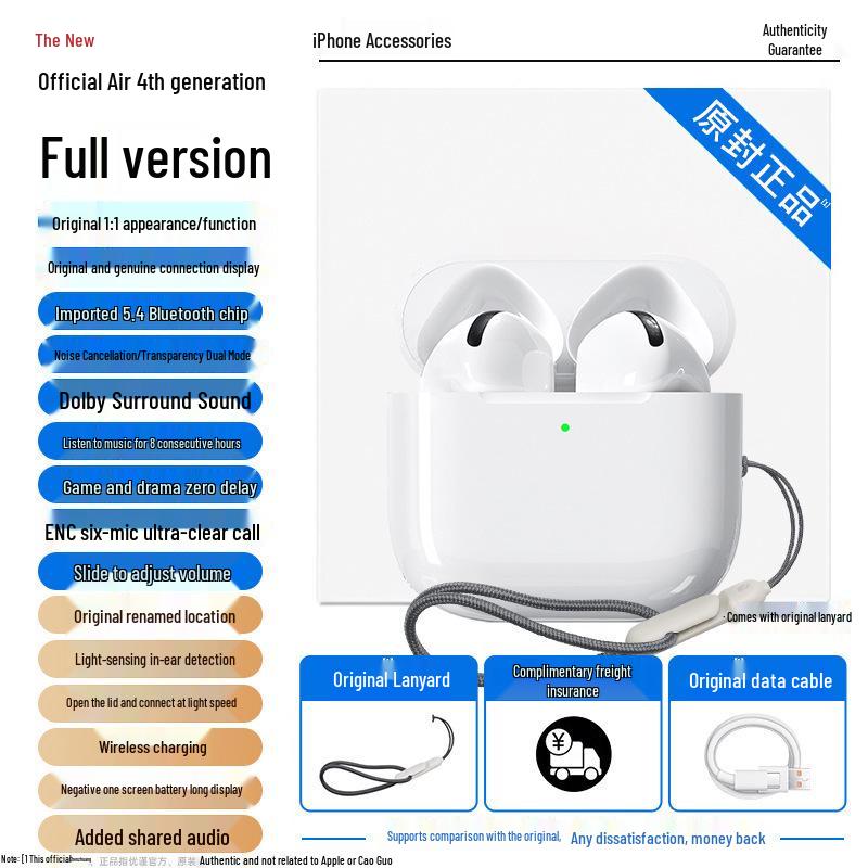 4th Gen In-Ear Bluetooth Wireless Headset for Apple Compatible with Card-Inserting Smartwatch