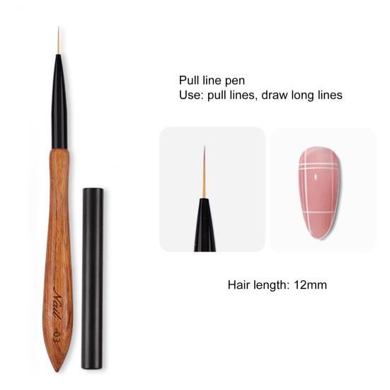 Sandalwood Nail Classic Brush Handle Japanese-style Ergonomic Art Design Eco-friendly Nail Art Brush