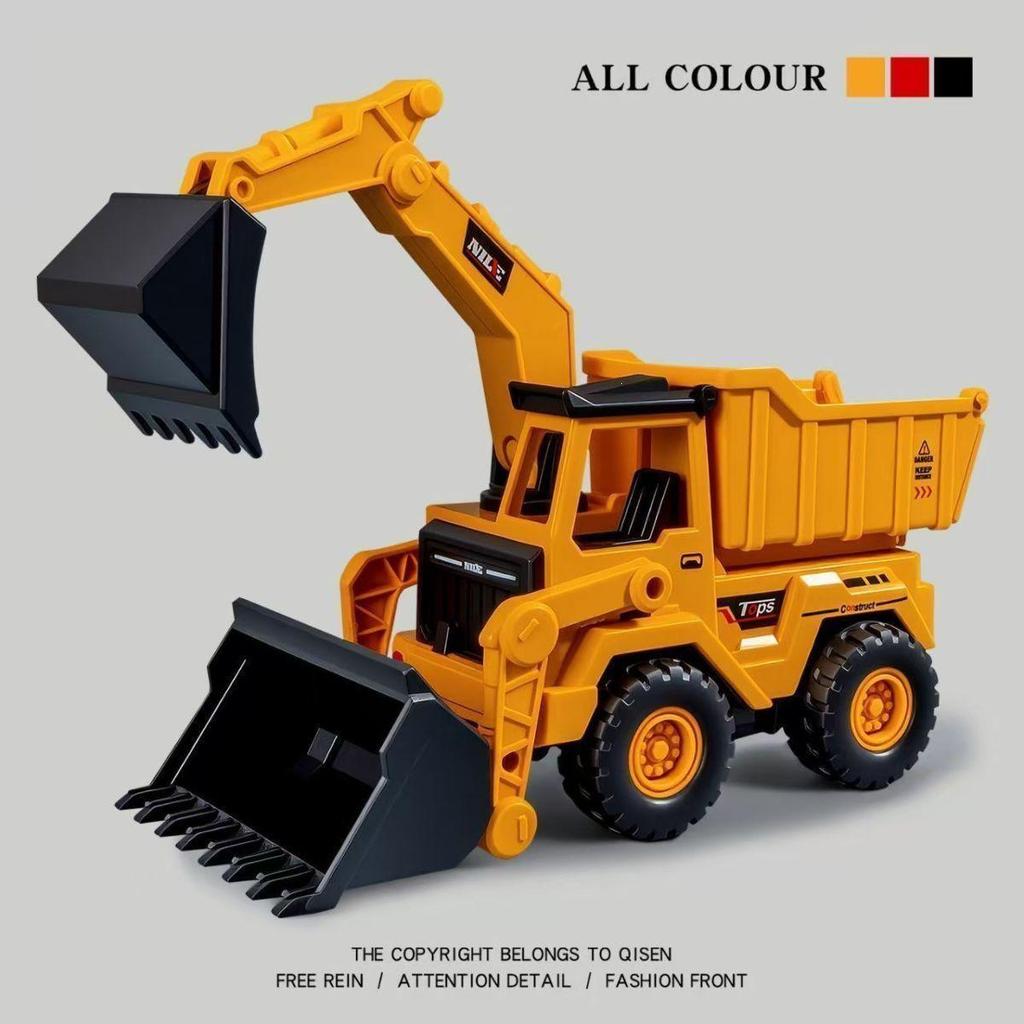 New Kids' 3-in-1 Bulldozer Excavator Dumper Toy - Extra Large, Manual Inertial, Top Seller